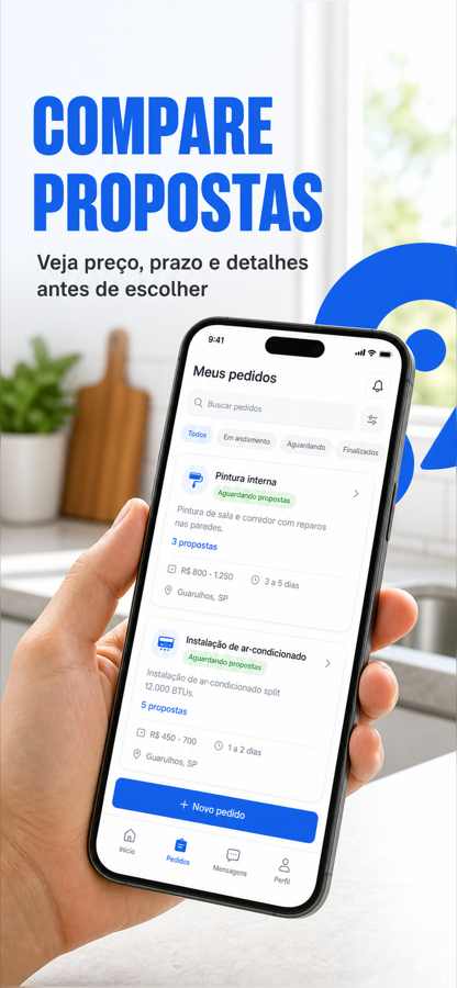 Tela do Presta Aí para comparar propostas de prestadores